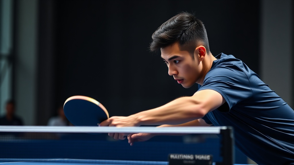 복식 경기에서 파트너와 함께 플레이하는 탁구 선수들