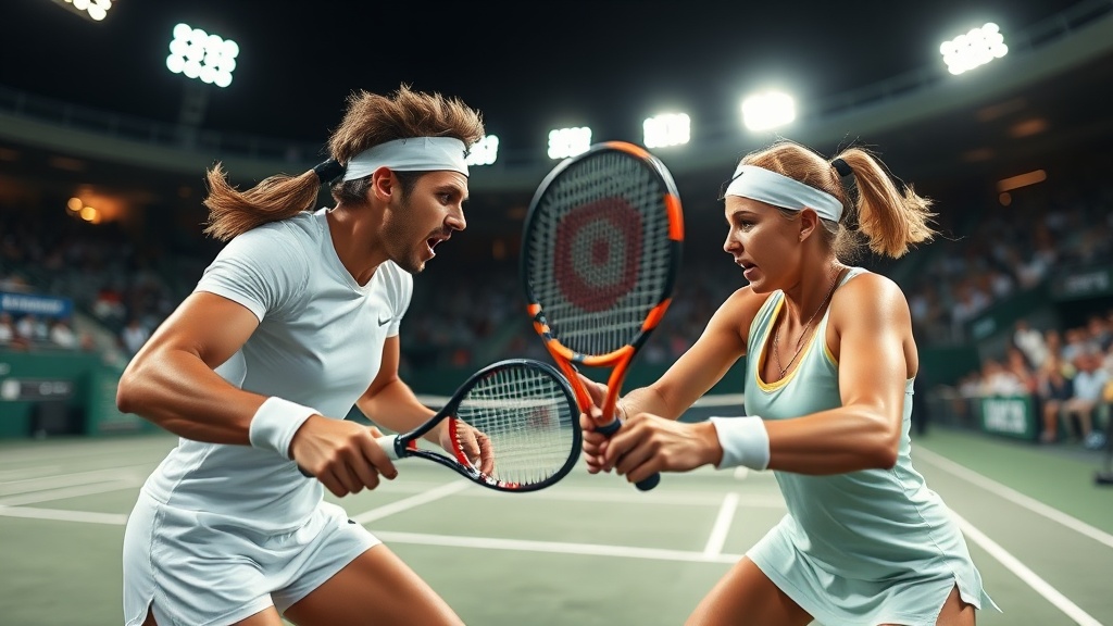 긴장감 있는 듀스 상황에서 선수들이 공을 주고받는 모습